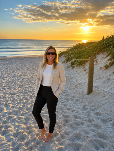 Sophie Cawley, founder of Home From Home Perth, at the beach